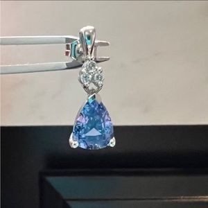 RARE Solid 10k Natural Sapphire & Diamond Drop Earrings